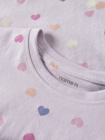 NAME IT T-shirt Vigga Lavender Fog Hearts